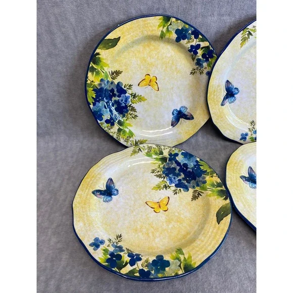 Pier 1 Imports Butterfly Floral Melamine 11" Dinner Plates Set of 4 BPA Free - Picture 5 of 7